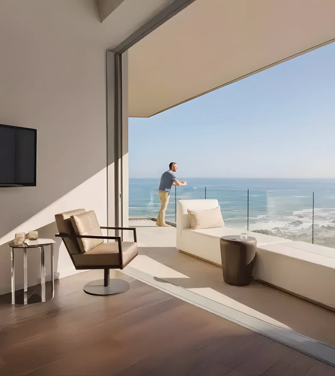 Codename Golden Ticket Kolshet — master bedroom with floor-to-ceiling windows